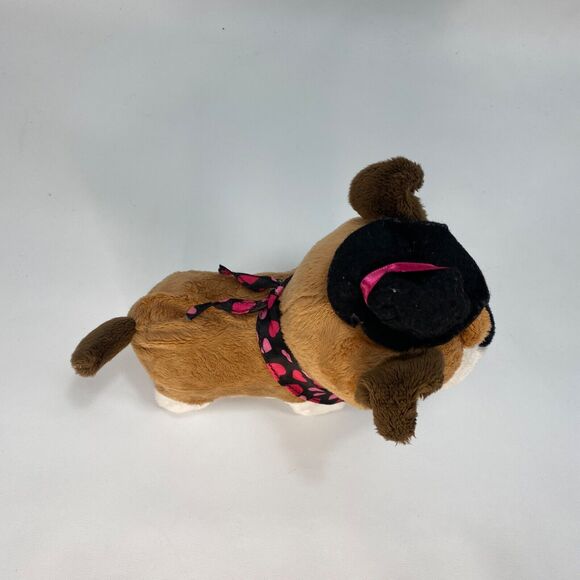 Animated Walking Singing Dog Heart Scarf Hat Battery Operated 8" Plush Toy - Picture 7 of 11